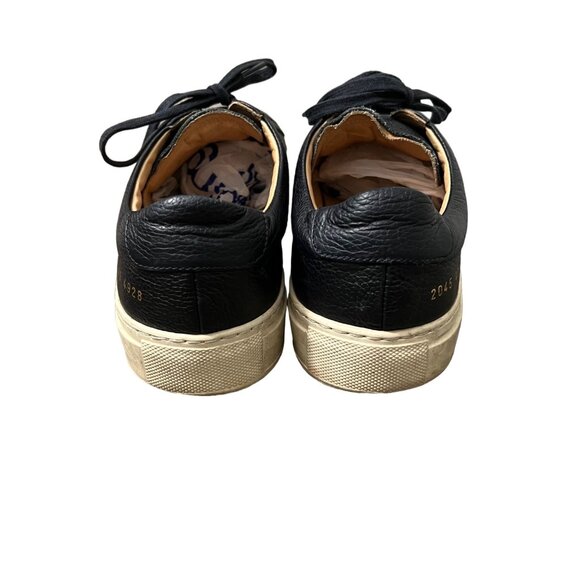 Common Projects Mens Black Premium Archilles Low Top Leather Sneaker Size 40 - Picture 2 of 8